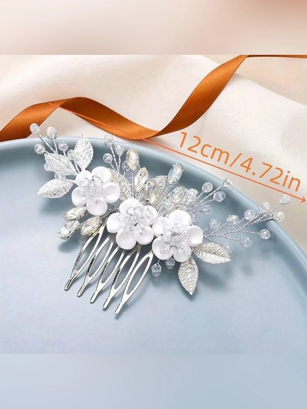 Silver Floral Bridal Hair Comb - Elegant Crystal Flower Hairpiece
